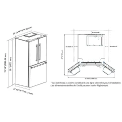 MARATHON Réfrigerateur 20,8 pi3 36 po Inox Portes françaises - MFF208SSFD