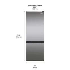 MARATHON Réfrigérateur 11,5 pi3 24 po Inox Congélateur en bas - MFF115SSBM