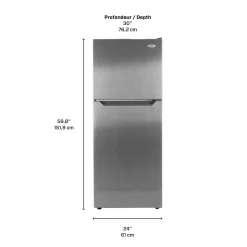 MARATHON Réfrigérateur 12 pi3 24 po Inox Congélateur en haut - MFF123SS