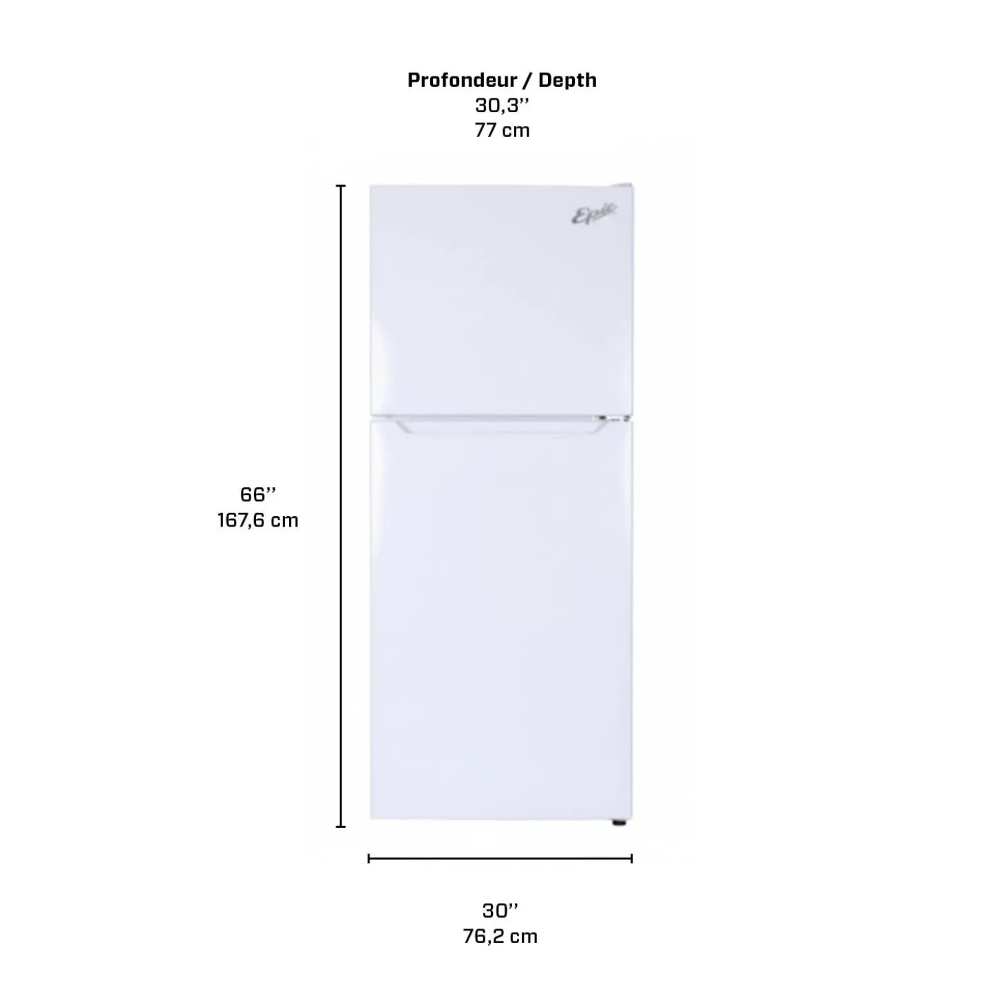 MARATHON Réfrigérateur 18 pi3 30 po Blanc Congélateur en haut - EFF181W