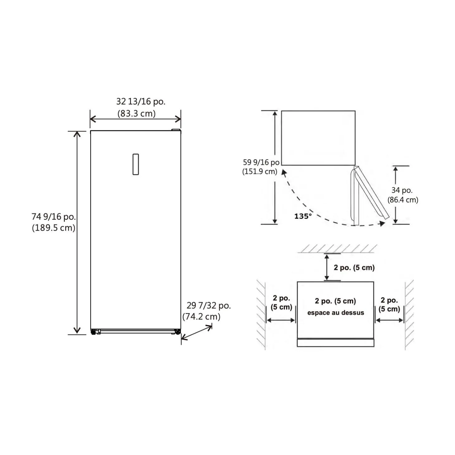 MARATHON Réfrigérateur Congélateur convertible 21,2 pi3 Inox noir- MFF212BLS