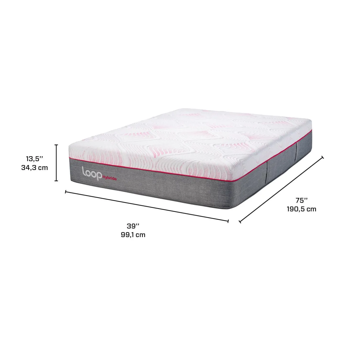 Matelas simple roulé hybride semi-ferme - 39"