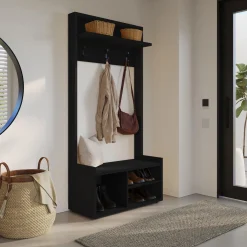 Meuble d'entrée avec rangement noir