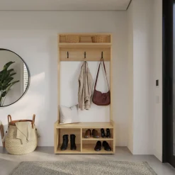 Meuble d'entrée avec rangement érable doré