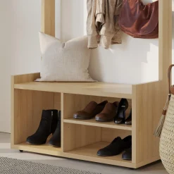 Meuble d'entrée avec rangement érable doré