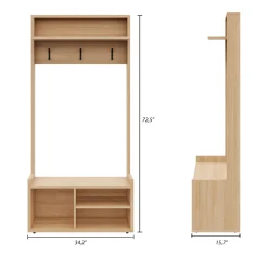 Meuble d'entrée avec rangement érable doré