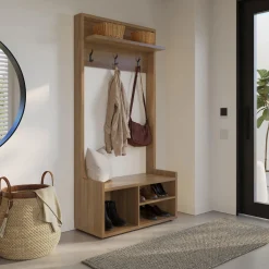 Meuble d'entrée avec rangement noyer