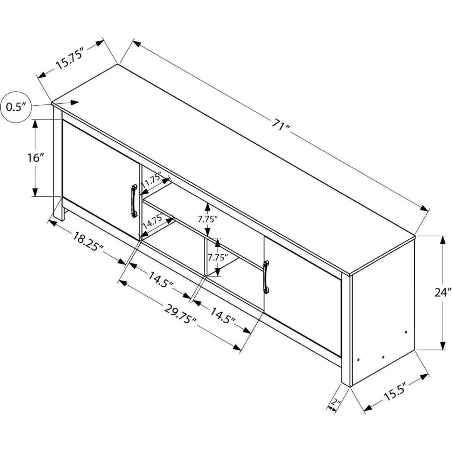 Meuble télé avec rangement 72" - Monarch