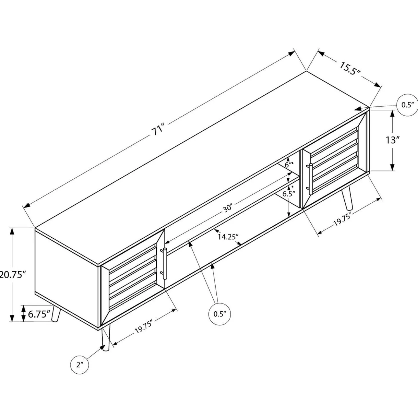Meuble télé avec rangement 72" - Monarch