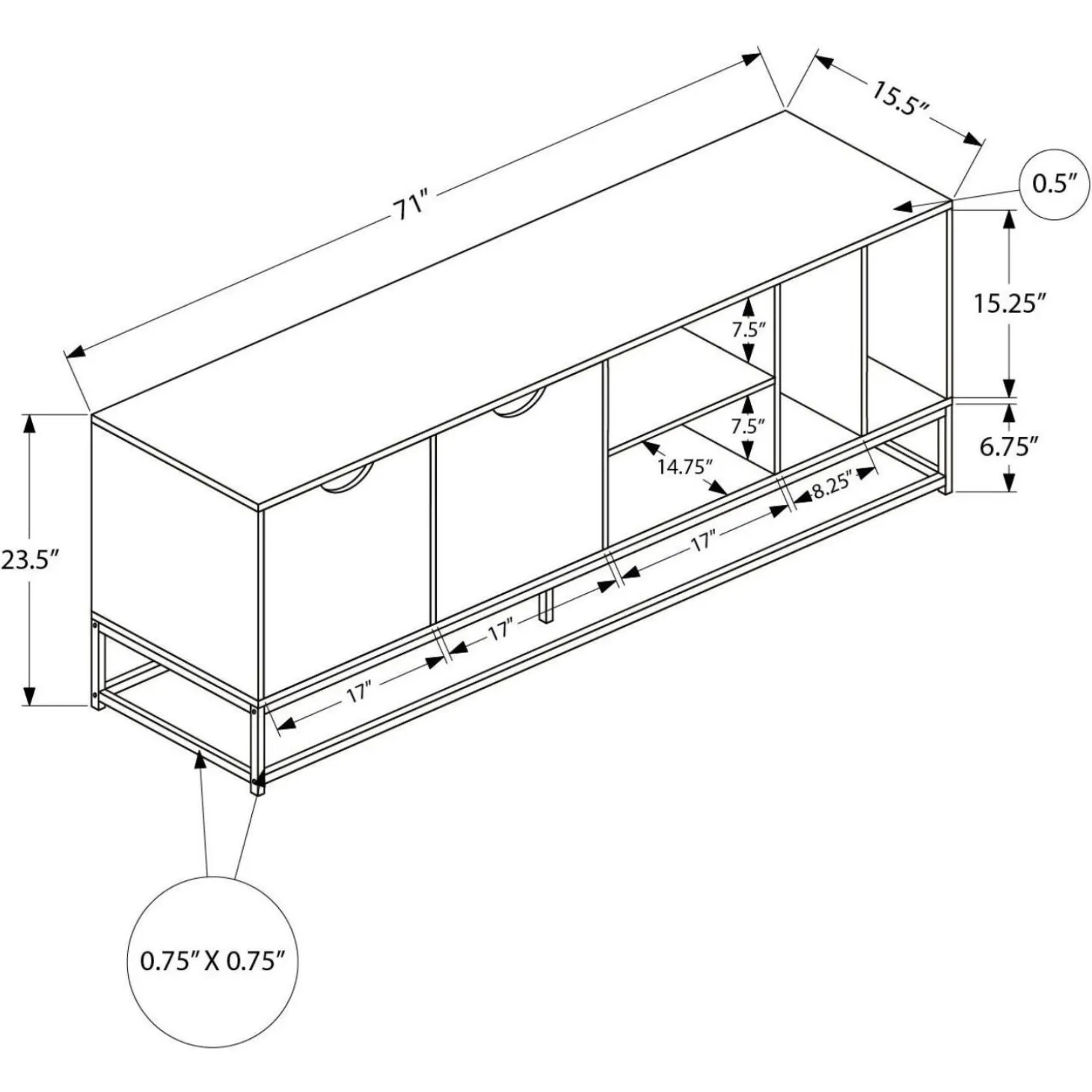 Meuble télé avec rangement 72" - Monarch