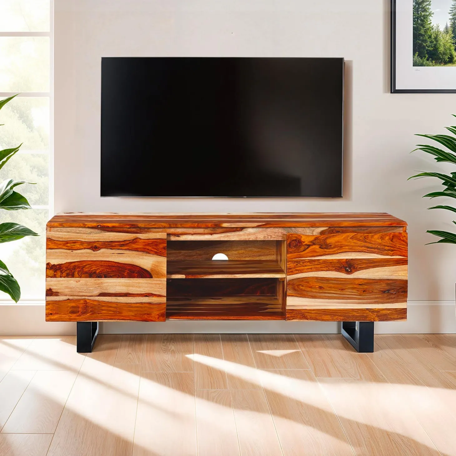 Meuble télé en bois massif - 58"