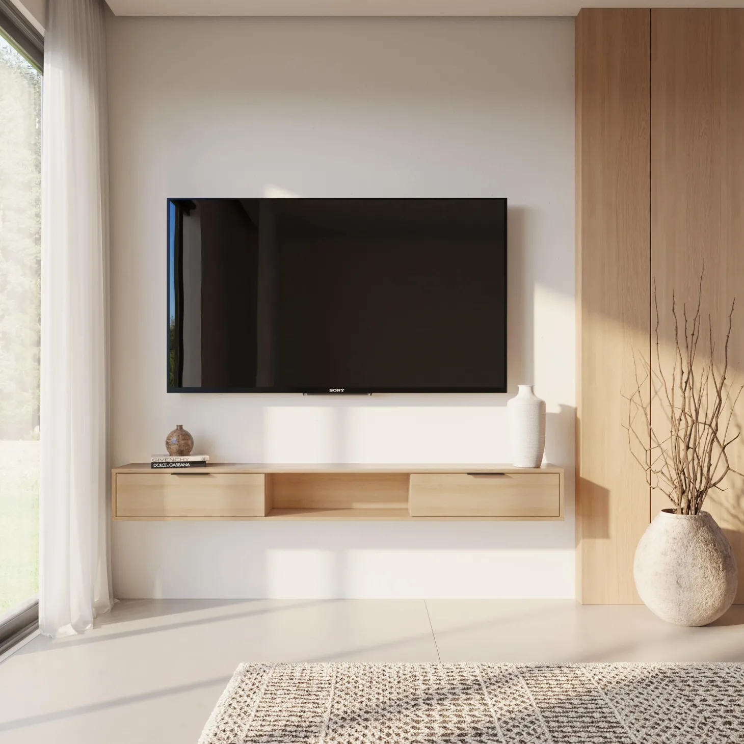 Meuble télé mural avec rangement 72" - Nexera