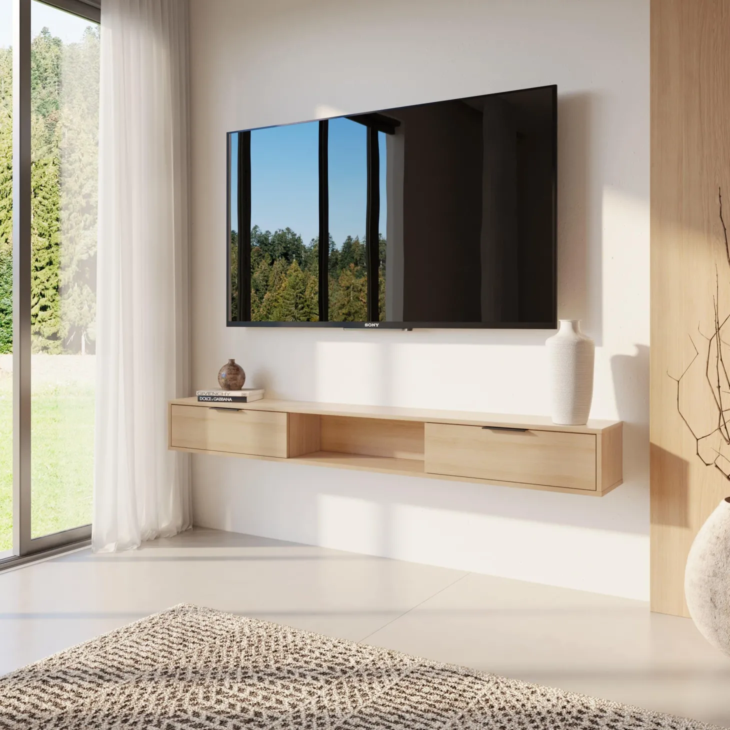 Meuble télé mural avec rangement 72" - Nexera