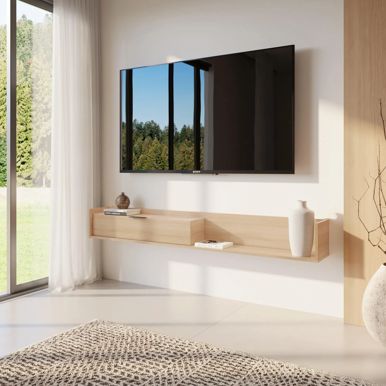Meuble télé mural avec rangement72" - Nexera