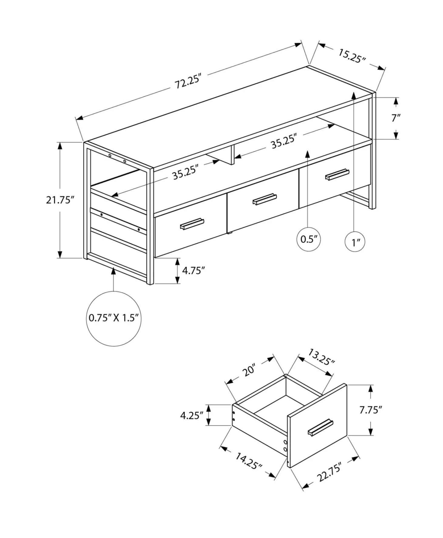 Meuble TV 72" - Monarch