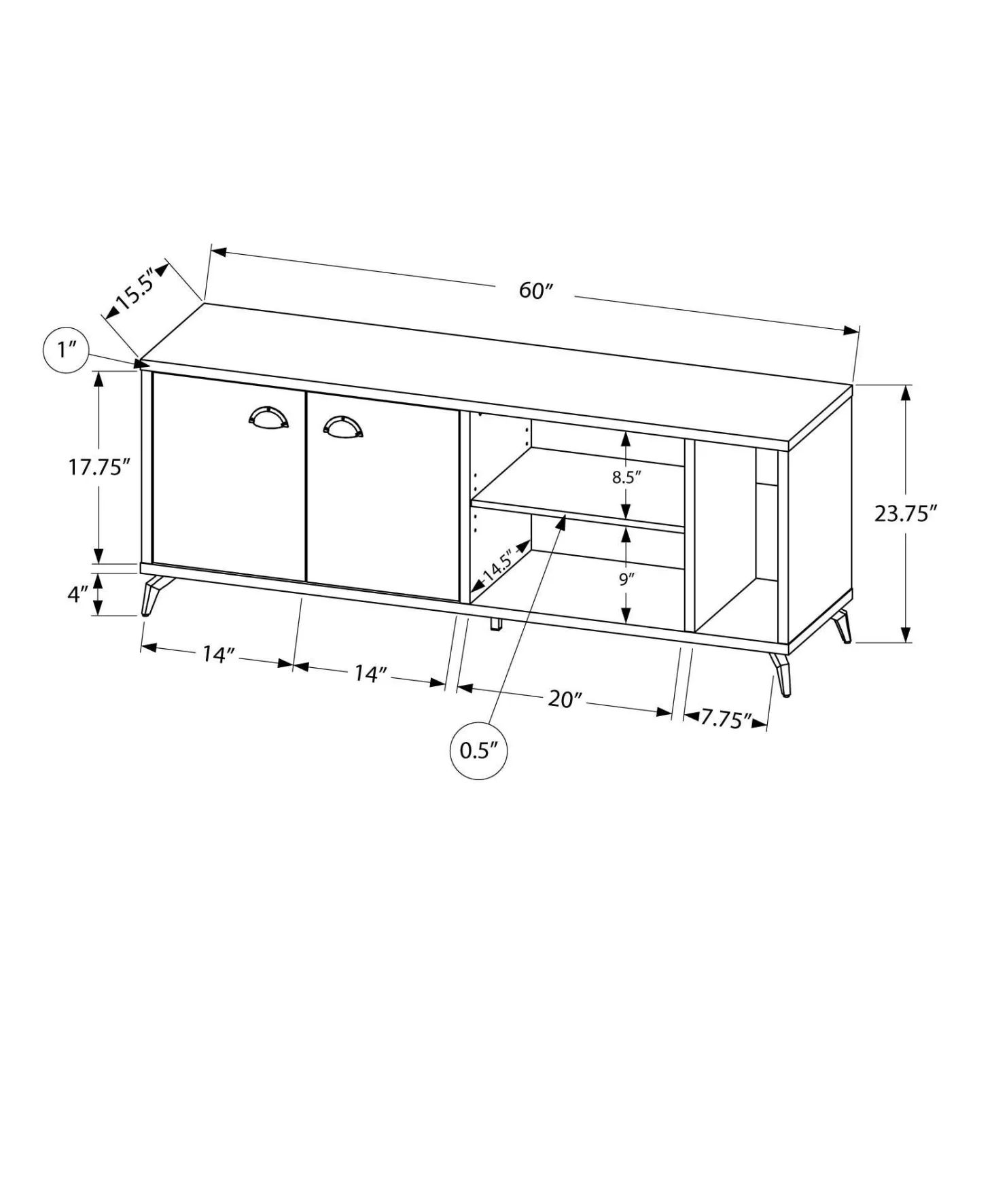 Meuble TV 60" - Monarch
