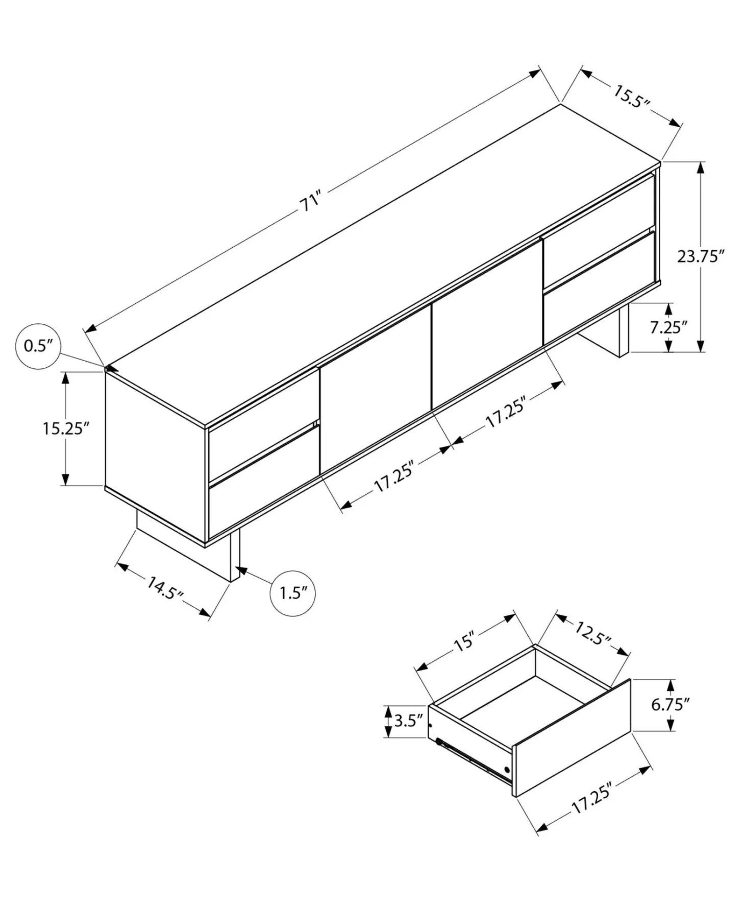 Meuble TV 72" - Monarch