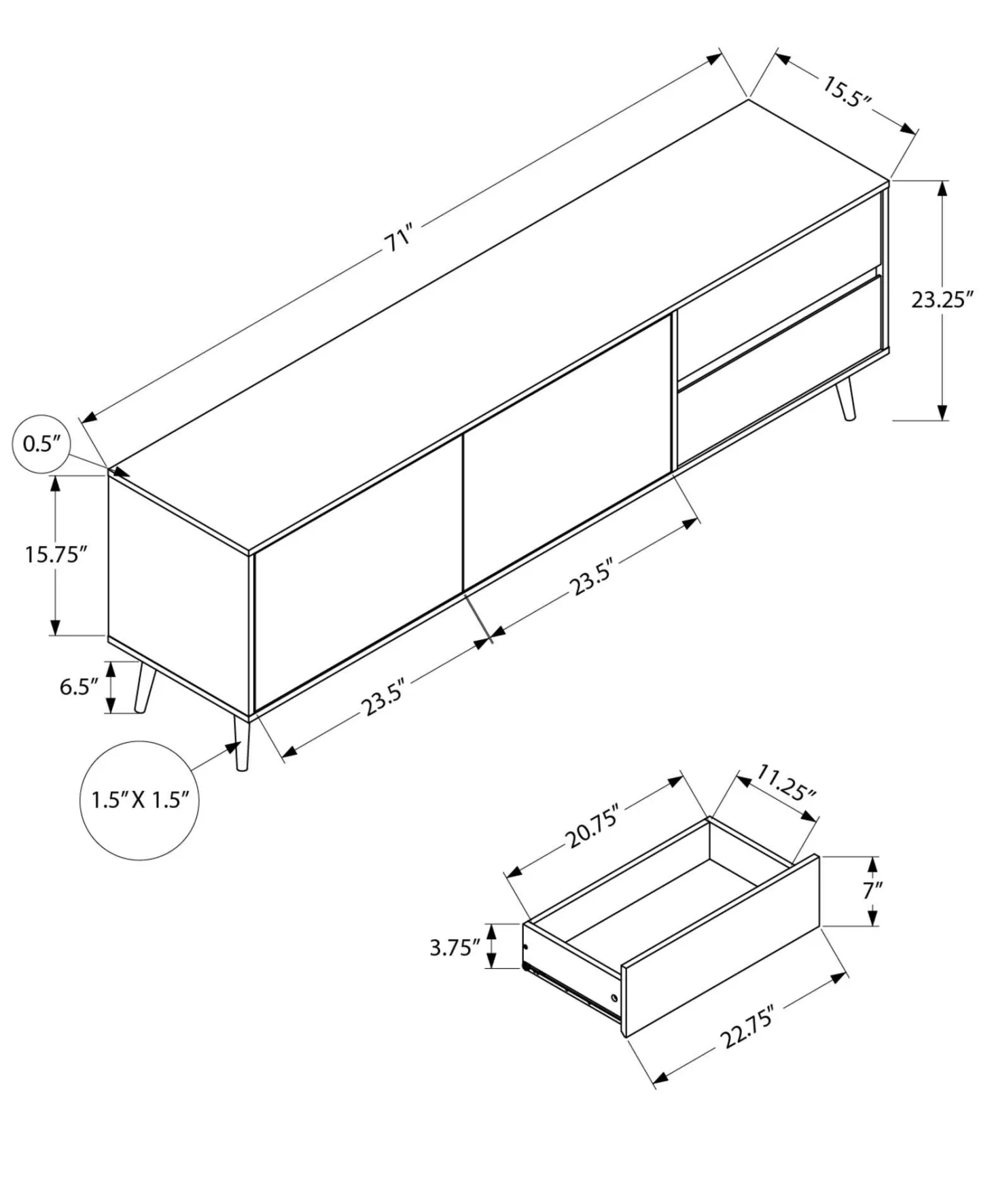 Meuble TV 72" - Monarch