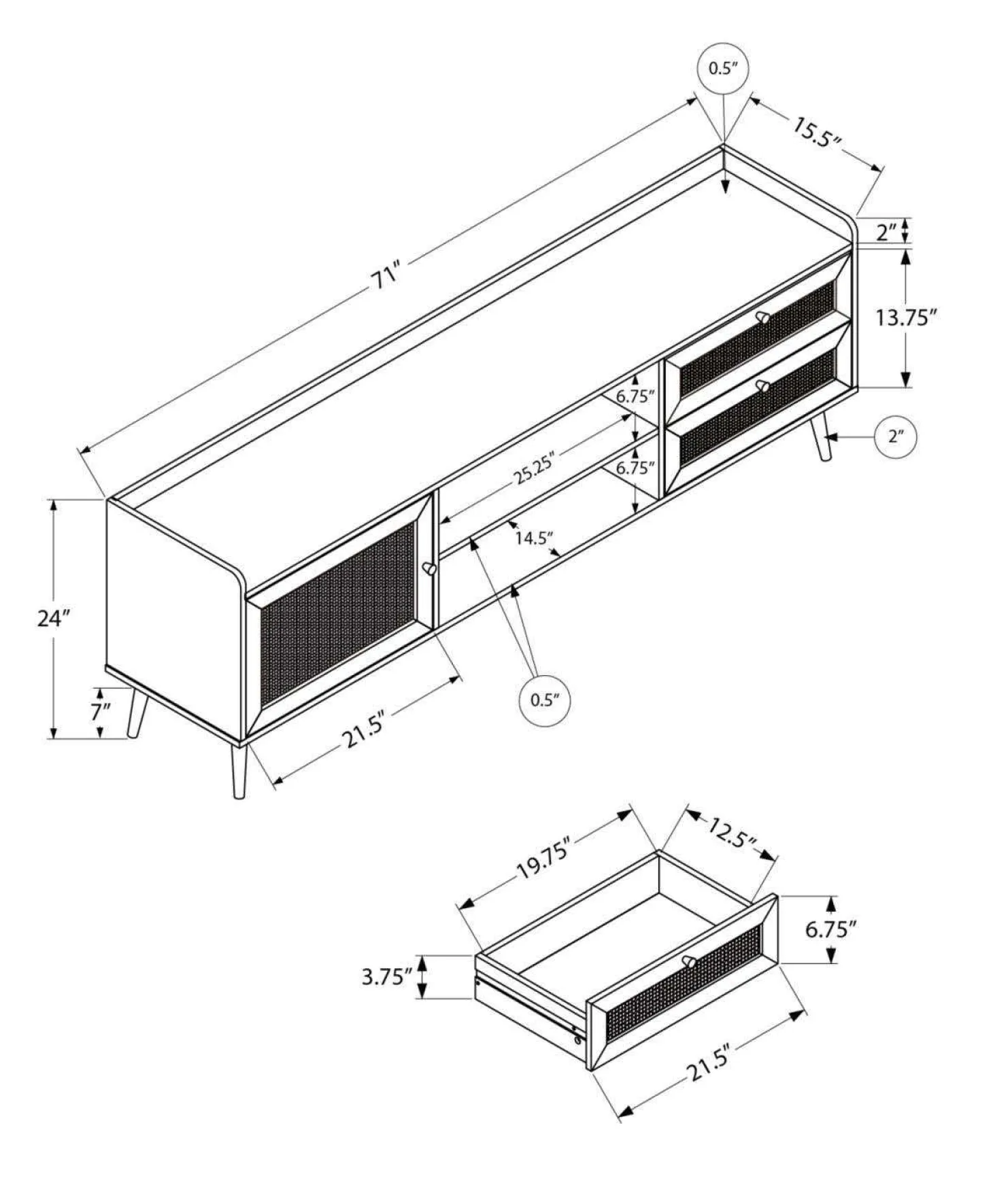 Meuble TV 72" - Monarch