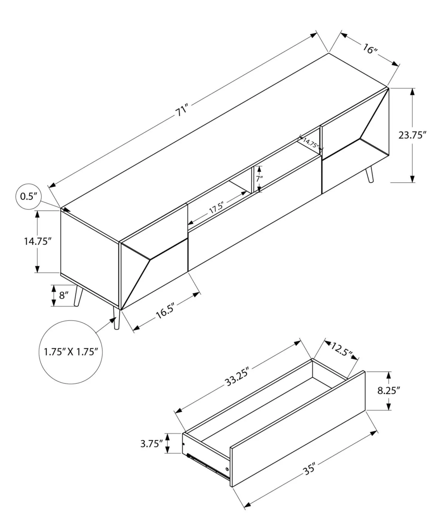 Meuble TV 72" - Monarch