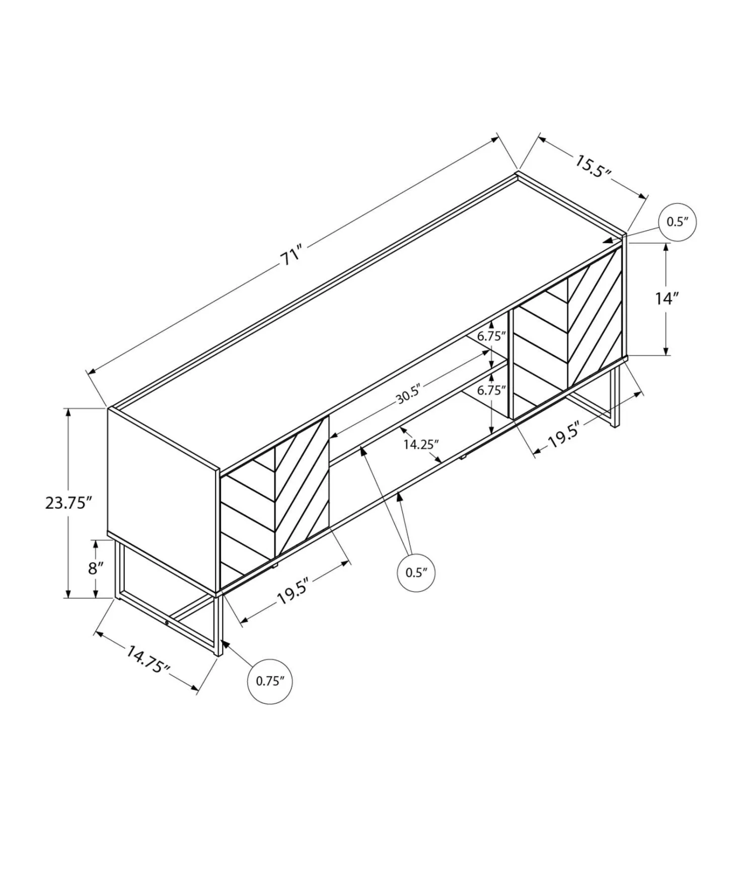 Meuble TV 72" - Monarch