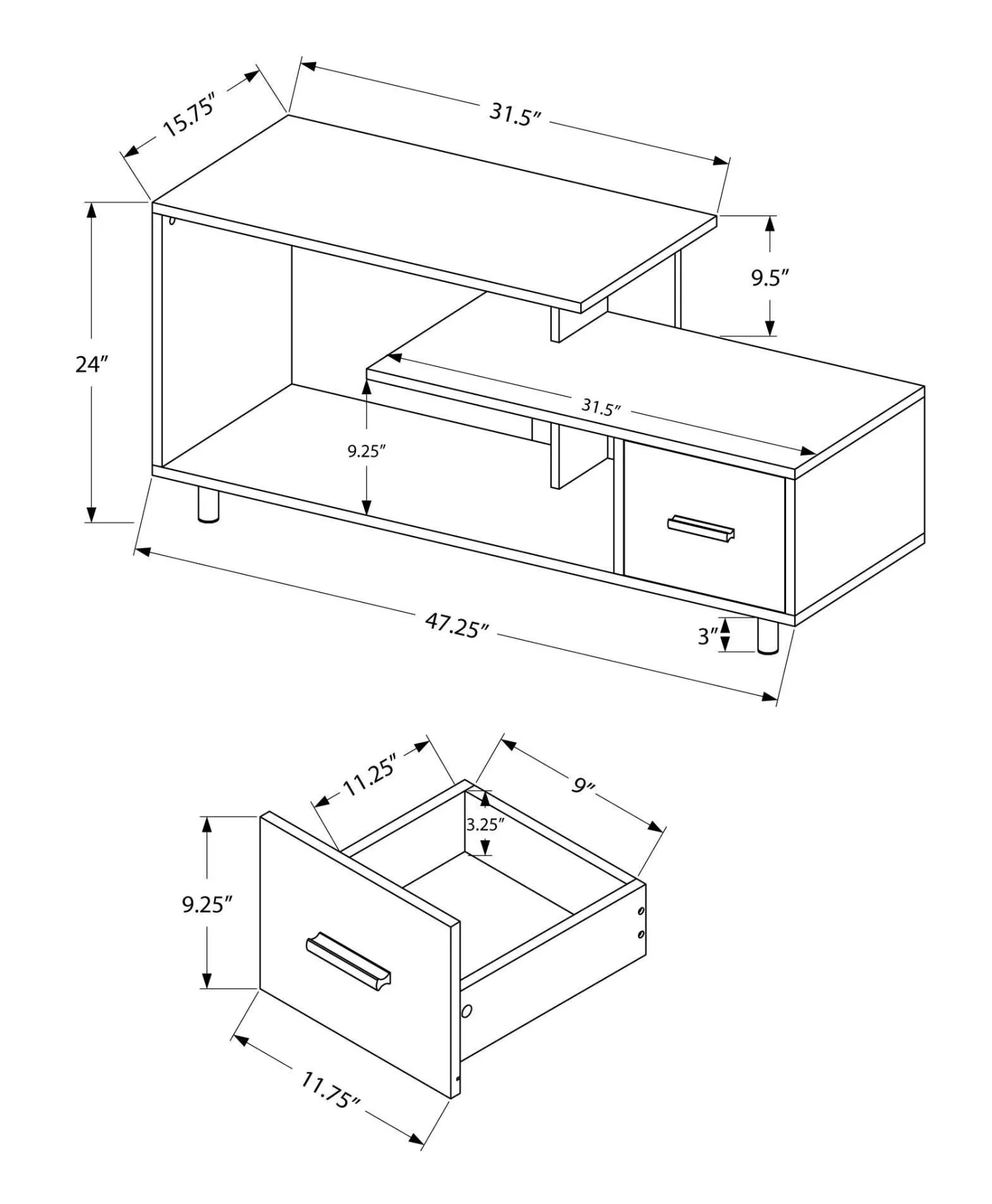 Meuble TV avec tiroir 48" - Monarch