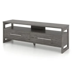Meuble TV avec tiroirs 63" - gris