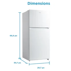 Midea Réfrigérateur 18,1 pi3 30 po Blanc Congélateur en haut - MRT18D3BWW