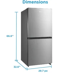 Midea Réfrigérateur/congélateur convertible 20 pi3 30 po Inox Tout réfrigérateur - MRU21C7BST