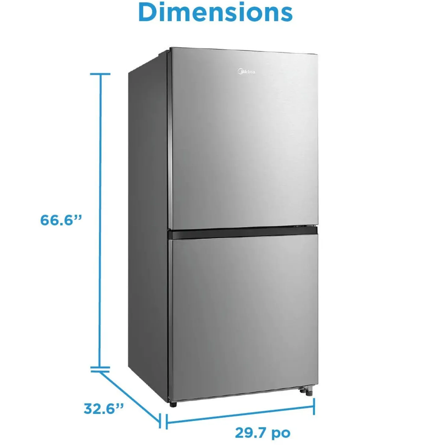 Midea Réfrigérateur/congélateur convertible 20 pi3 30 po Inox Tout réfrigérateur - MRU21C7BST