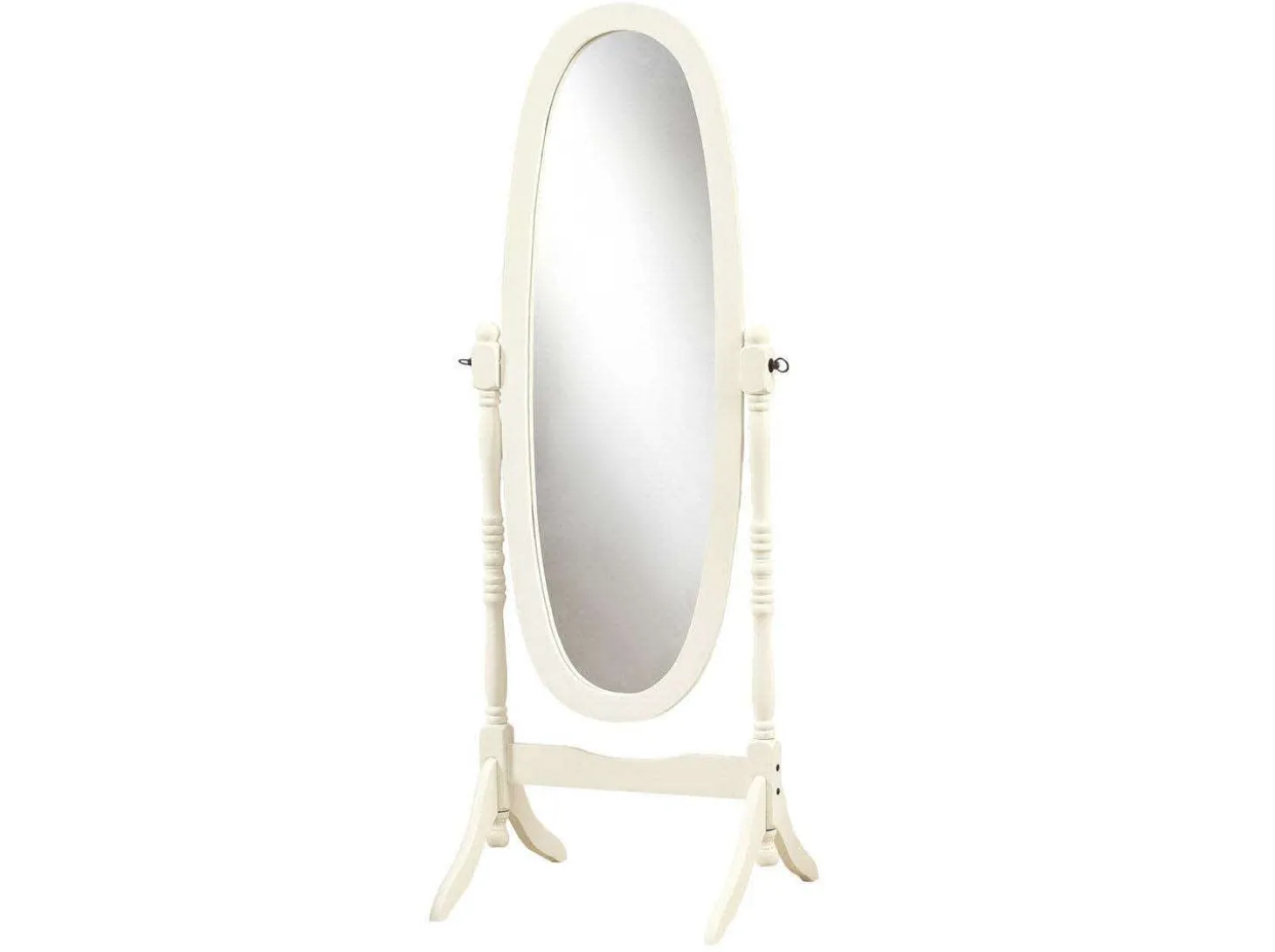 Miroir - 59"H, bois massif ovale sur pied blanc antique - Monarch