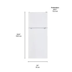 MOFFAT Réfrigérateur 11,5 pi3 24 po Blanc Congélateur en haut - MPE12FGKWW