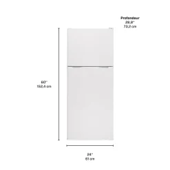 MOFFAT Réfrigérateur 11,5 pi3 24 po Blanc Congélateur en haut - MPE12FGKLWW