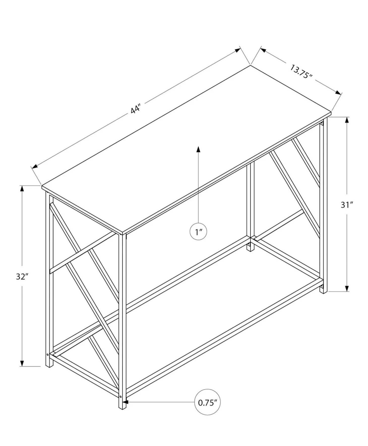 Monarch specialties i 3534 console d'entrée - table d'appoint moderne - brun - Monarch