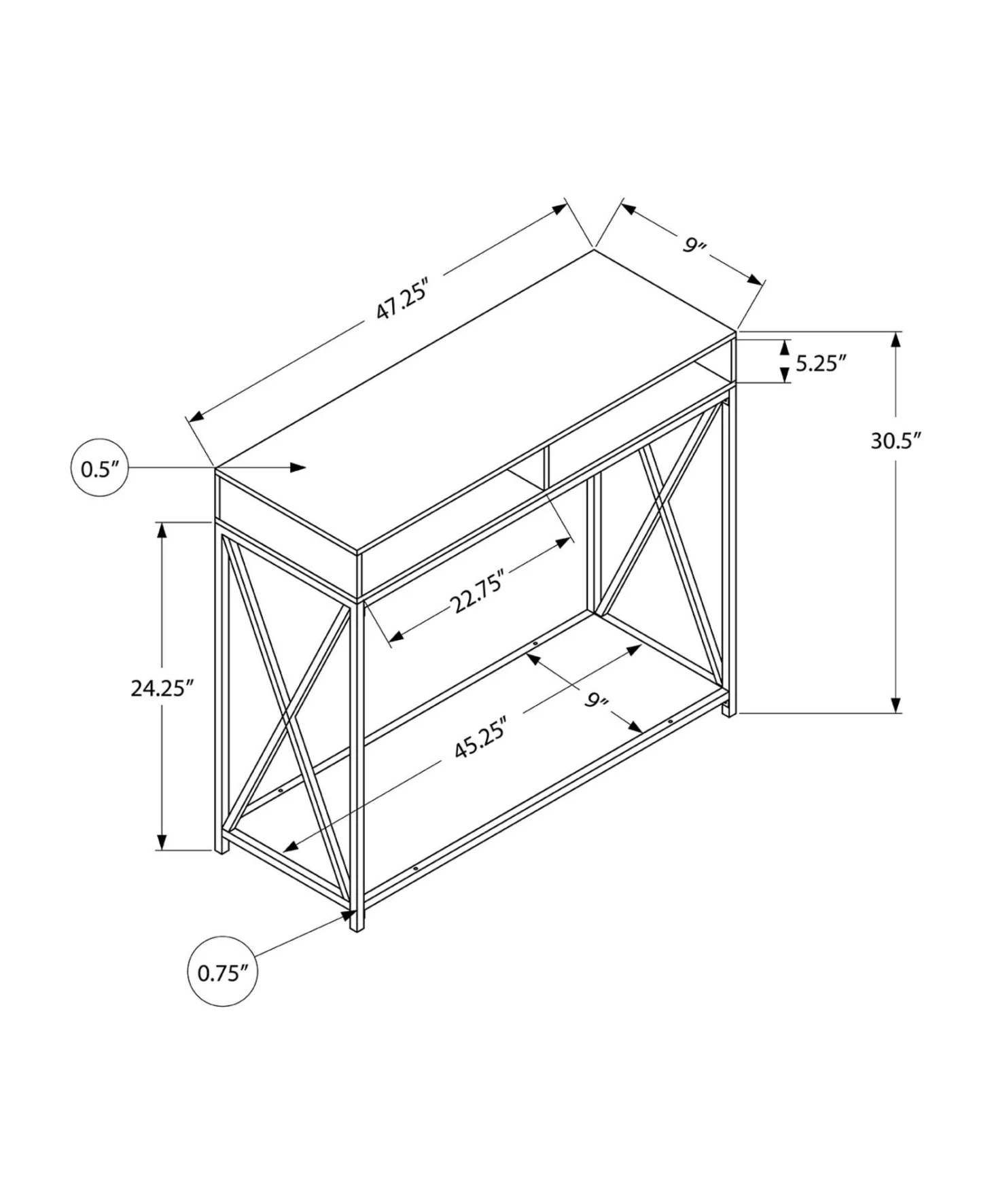 Monarch specialties i 3572 console d'entrée avec rangement - table d'appoint - Monarch