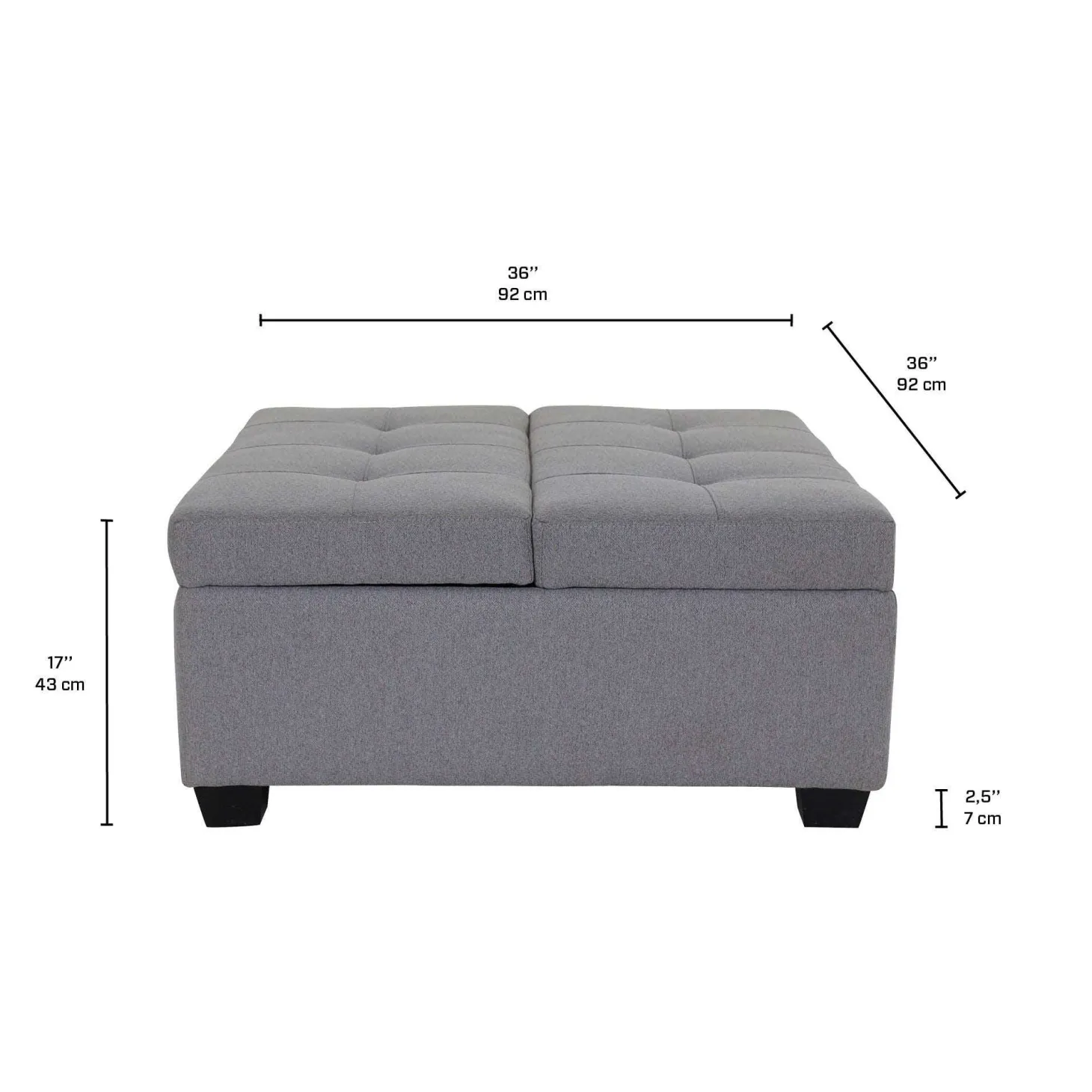Ottoman avec rangement - gris