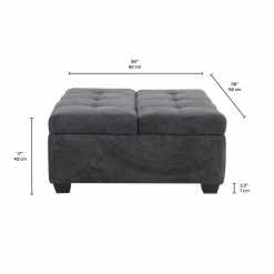 Ottoman avec rangement - gris charbon