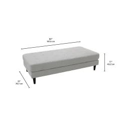 Ottoman en tissu 62 x 31 x 17 - gris