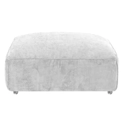 Ottoman en velours texturé sur roulettes - beige