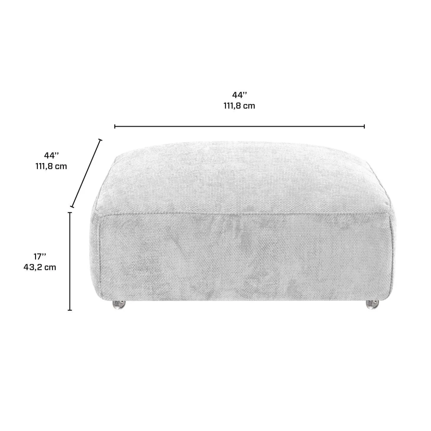 Ottoman en velours texturé sur roulettes - beige