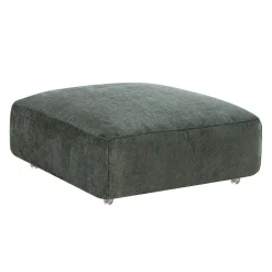 Ottoman en velours texturé sur roulettes - vert foncé
