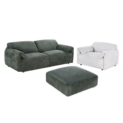 Ottoman en velours texturé sur roulettes - vert foncé