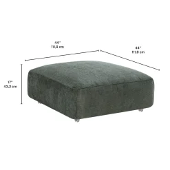 Ottoman en velours texturé sur roulettes - vert foncé