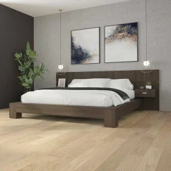 Panneaux avec 2 tables de chevet intégrées pour lits queen - taupe