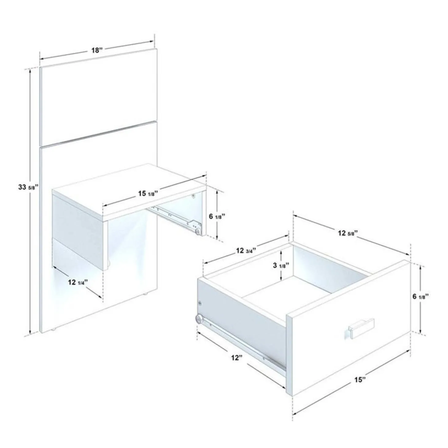 Panneaux avec 2 tables de chevet intégrées pour lits queen - taupe