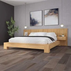 Panneaux avec 2 tables de chevet intégrées pour lits queen - naturel