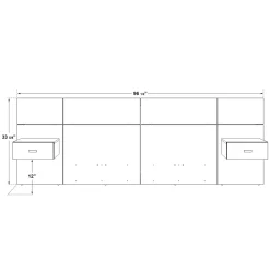 Panneaux avec 2 tables de chevet intégrées pour lits queen - naturel