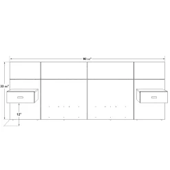 Panneaux avec 2 tables de chevet intégrées pour lits double - taupe