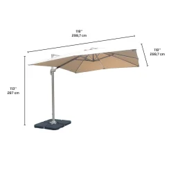 Parasol à mât déporté inclinable et rotatif 360° avec éclairage solaire DEL - 10 pi