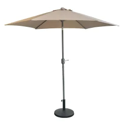 Parasol beige inclinable avec base - 9 pi